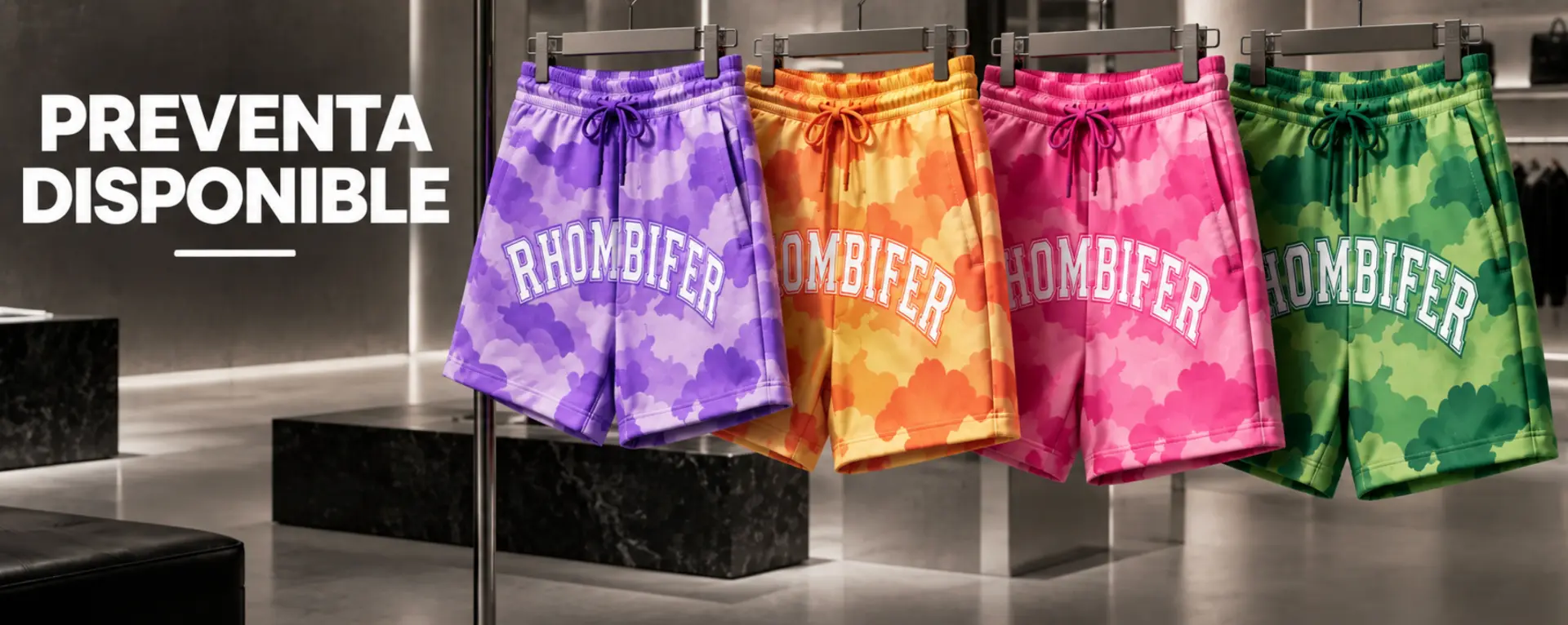 RHOMBIFER by OVI — preventa disponible, shorts camo coleccion, ver colleccion